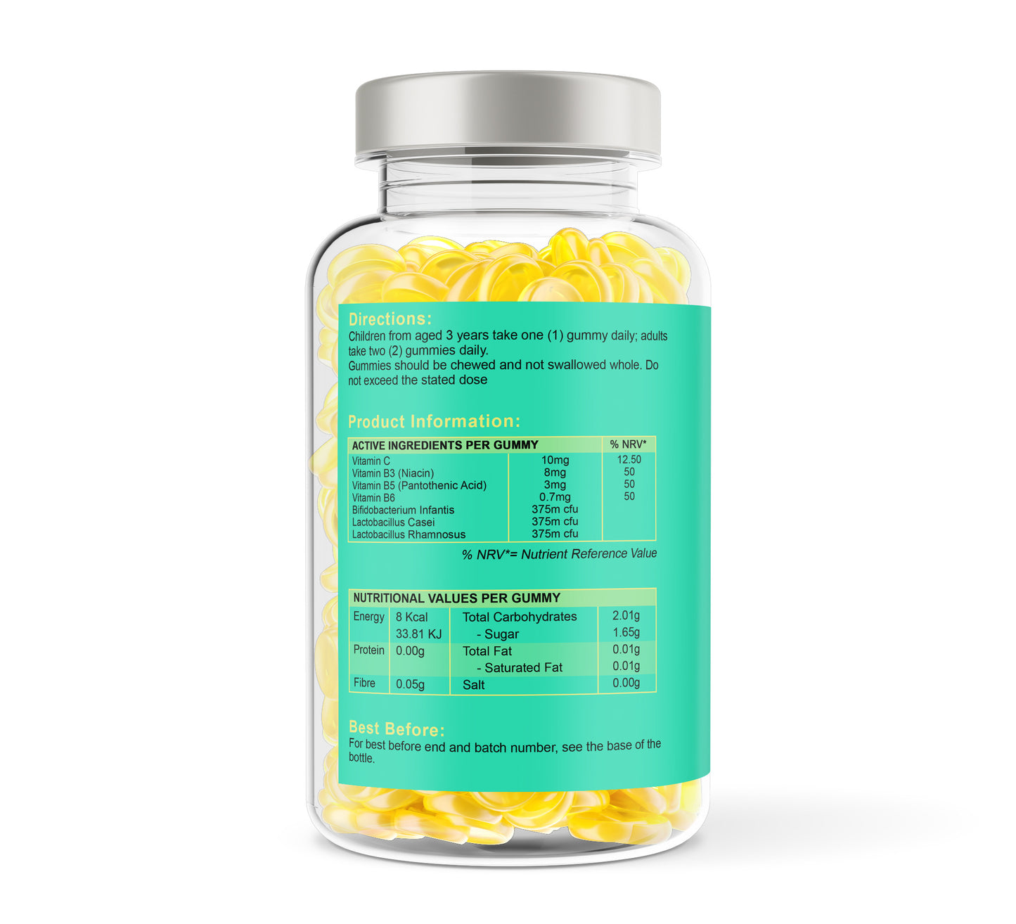 Attentiv Find Your Focus Gummies - Pineapple Flavour with Probiotics